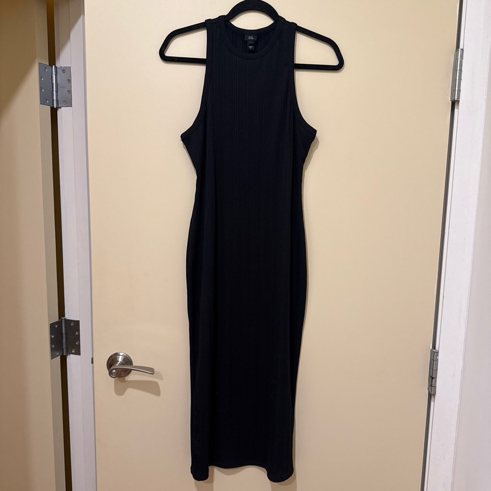 River Island Black Ribbed Sleeveless Maxi Dress
